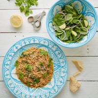 Turquoise Arabesque Ceramic Serving Bowl