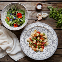 Gray Arabesque Ceramic Serving Bowl Platter Set