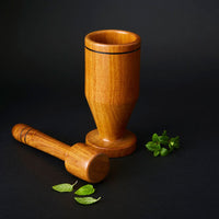 Nicaragua Tropical Natural Wood Narrow Mortar and Pestle