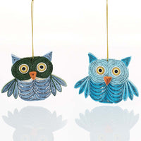 Quilled Paper Christmas Owl Ornament Set of 2