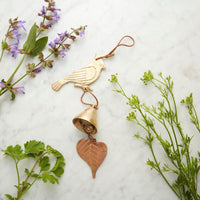 Small Cardinal Bird Brass Metal Hanging Wind Chime