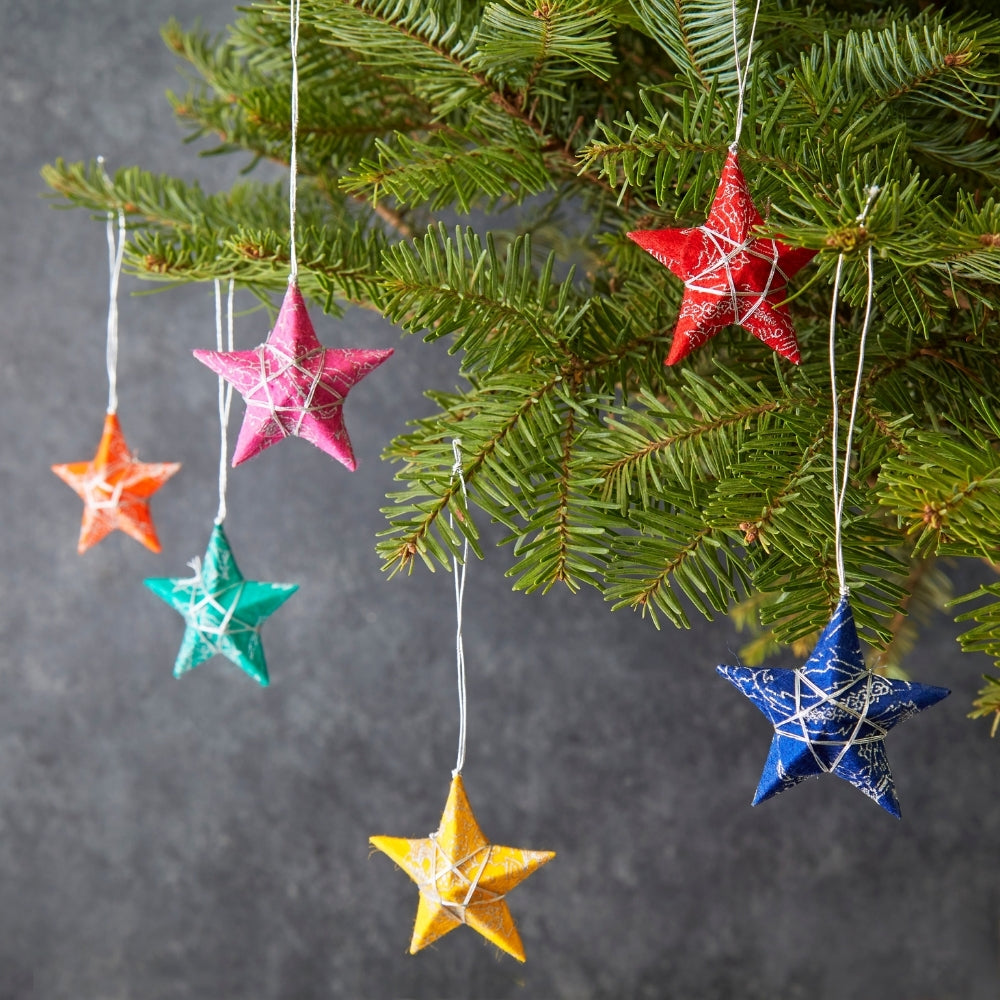Mini Colorful Paper Stars Ornament Set of 6