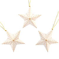 White Gold Paper Star Ornament Set of 5