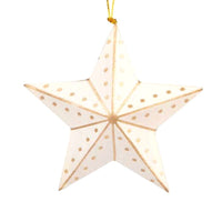 White Gold Paper Star Ornament Set of 5