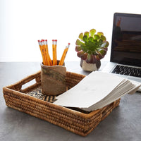 Medium Zig Zag Banana Leaf Fruit Bread Office Rectangle Tray