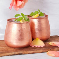 Small Hand Hammered Round Copper Tumbler Set