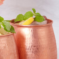 Small Hand Hammered Round Copper Tumbler Set