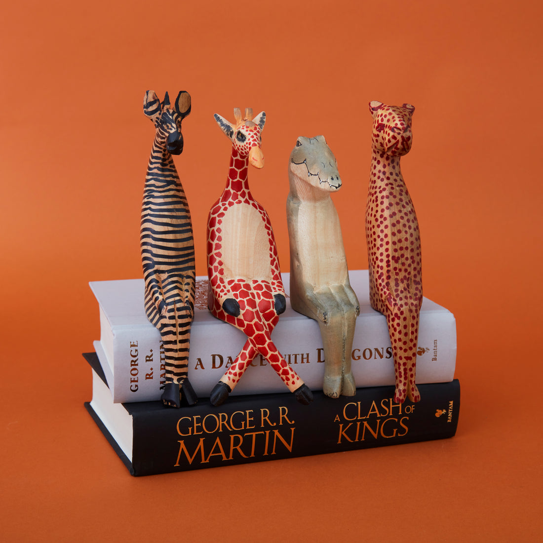 Small Wooden Safari Animal Figurines, 8" Tall