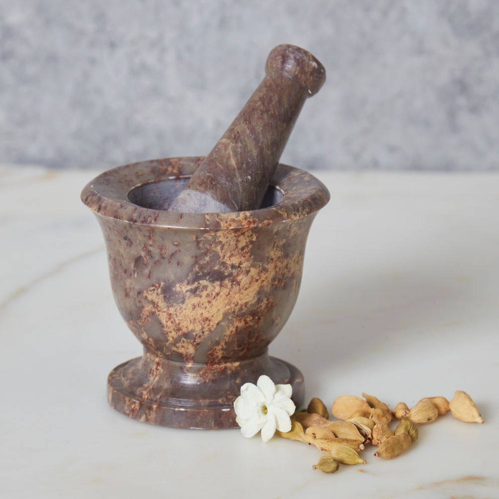 Lattice Gray Stone Leaf Tealight Holder