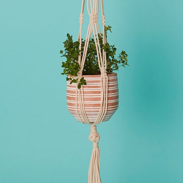 Striped Macrame Terracotta Hanging Pot