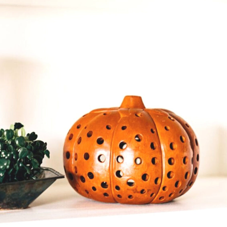 Terracotta Pumpkin Lantern Set