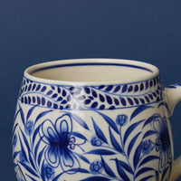 Blue Floral Ceramic Coffee Tea Mug