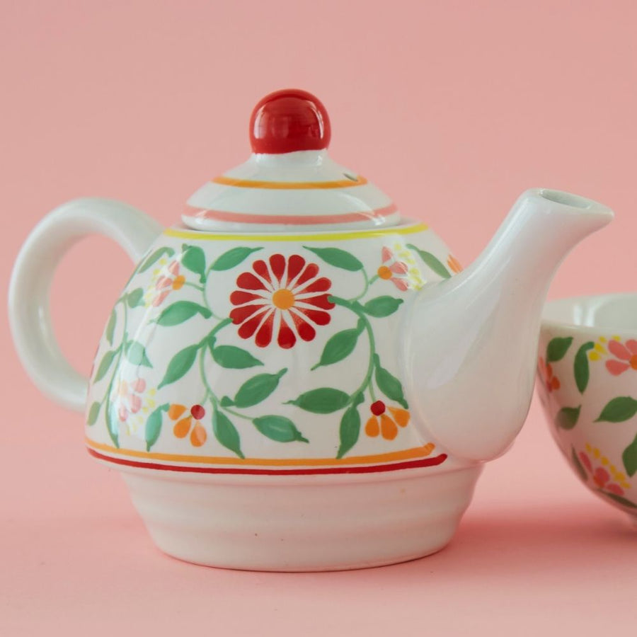 Spring Flowers Ceramic Tea Pot for One