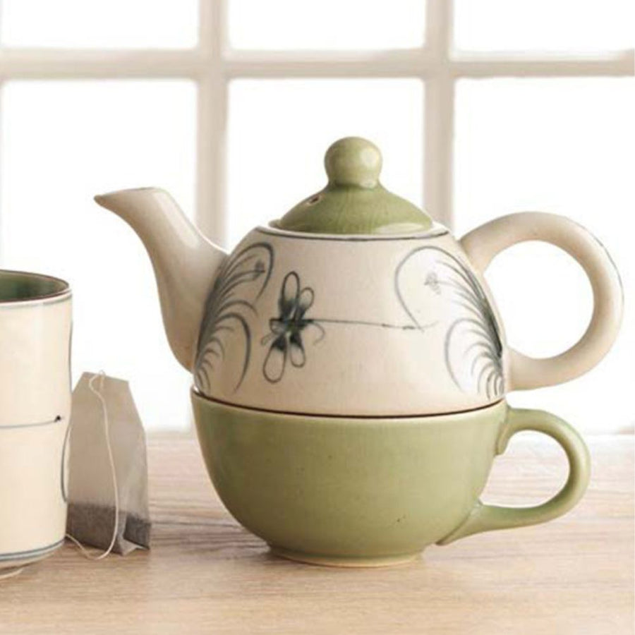 Dragon Fly Ceramic Tea Pot Cup for One