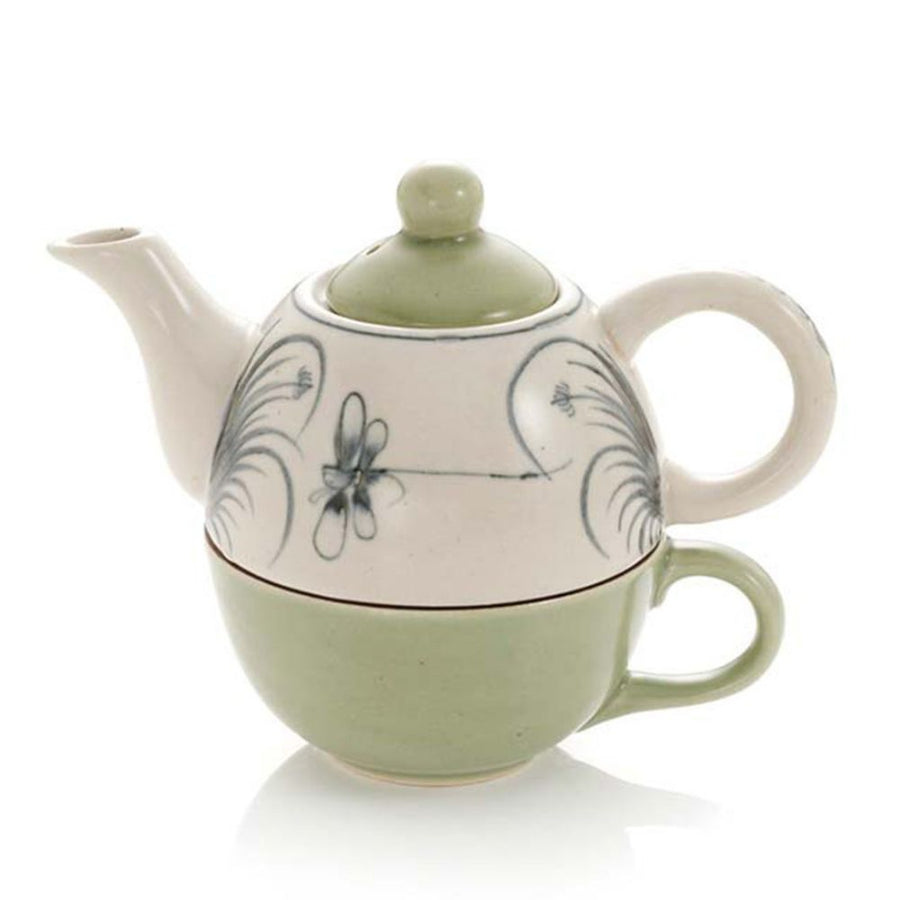 Dragon Fly Ceramic Tea Pot Cup for One