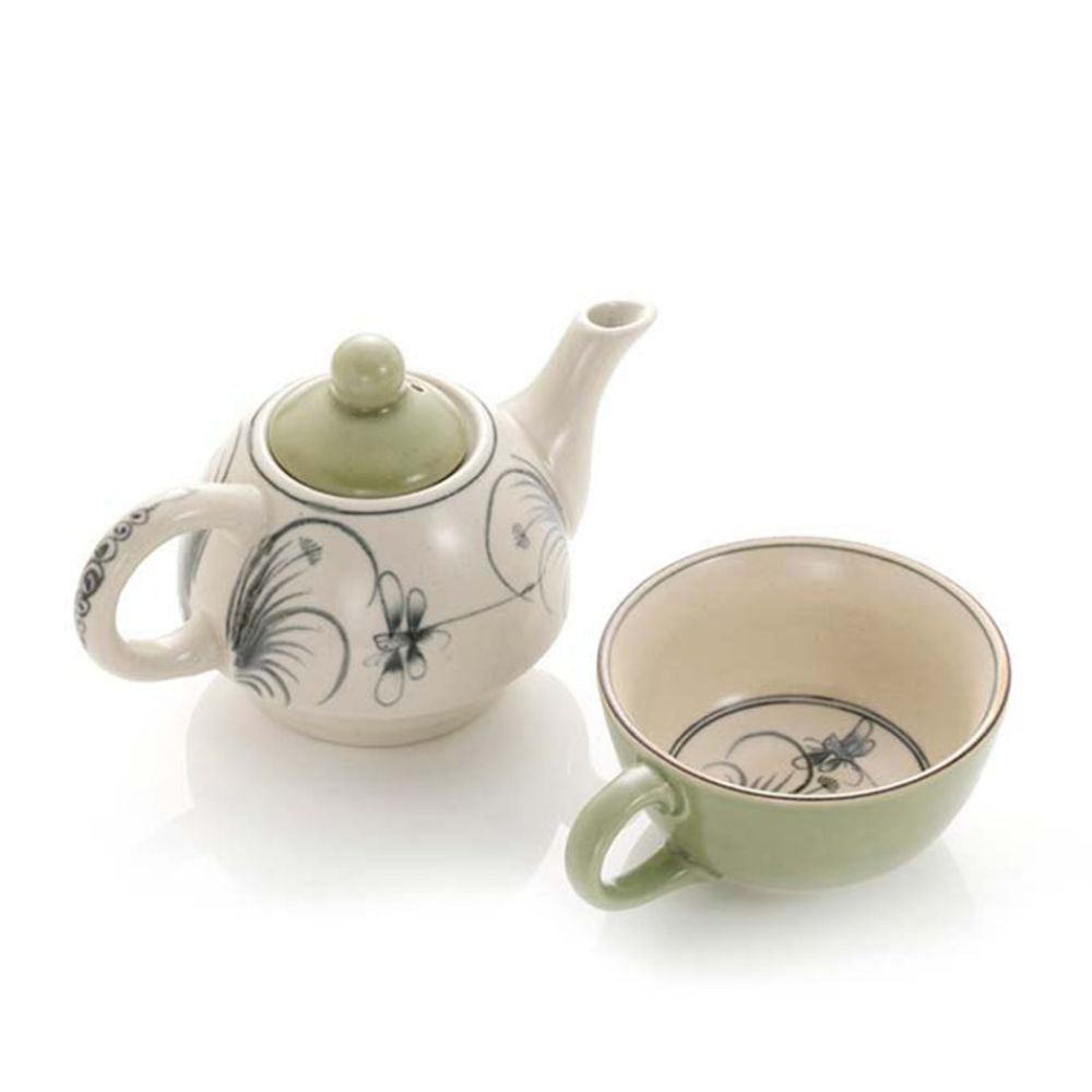 Dragon Fly Ceramic Tea Pot Cup for One