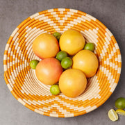 Extra Large Orange Flower Raffia Woven Fruit Bread Decorative Bowl