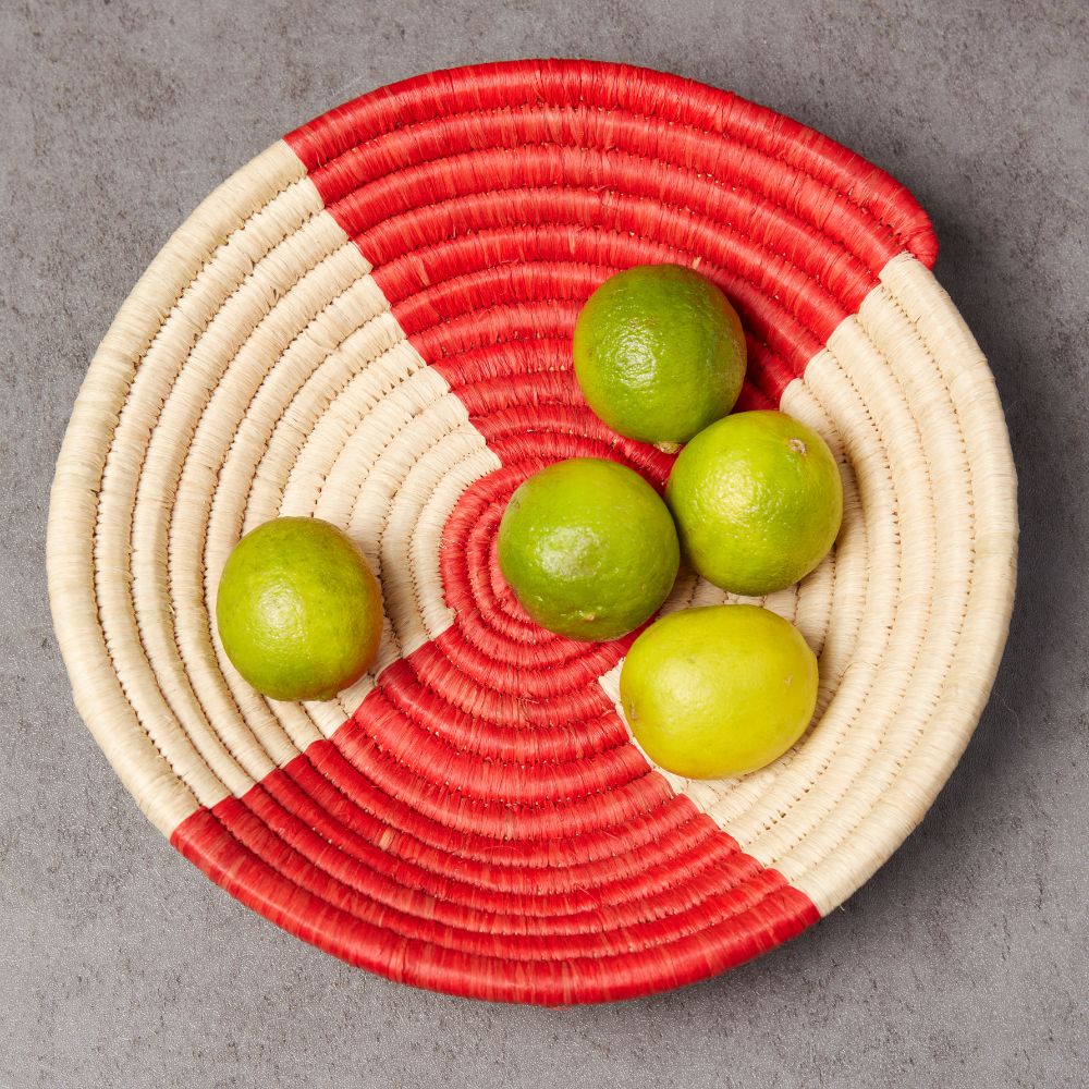 Mini Red Raffia Woven Ring Keys Dish Bowl