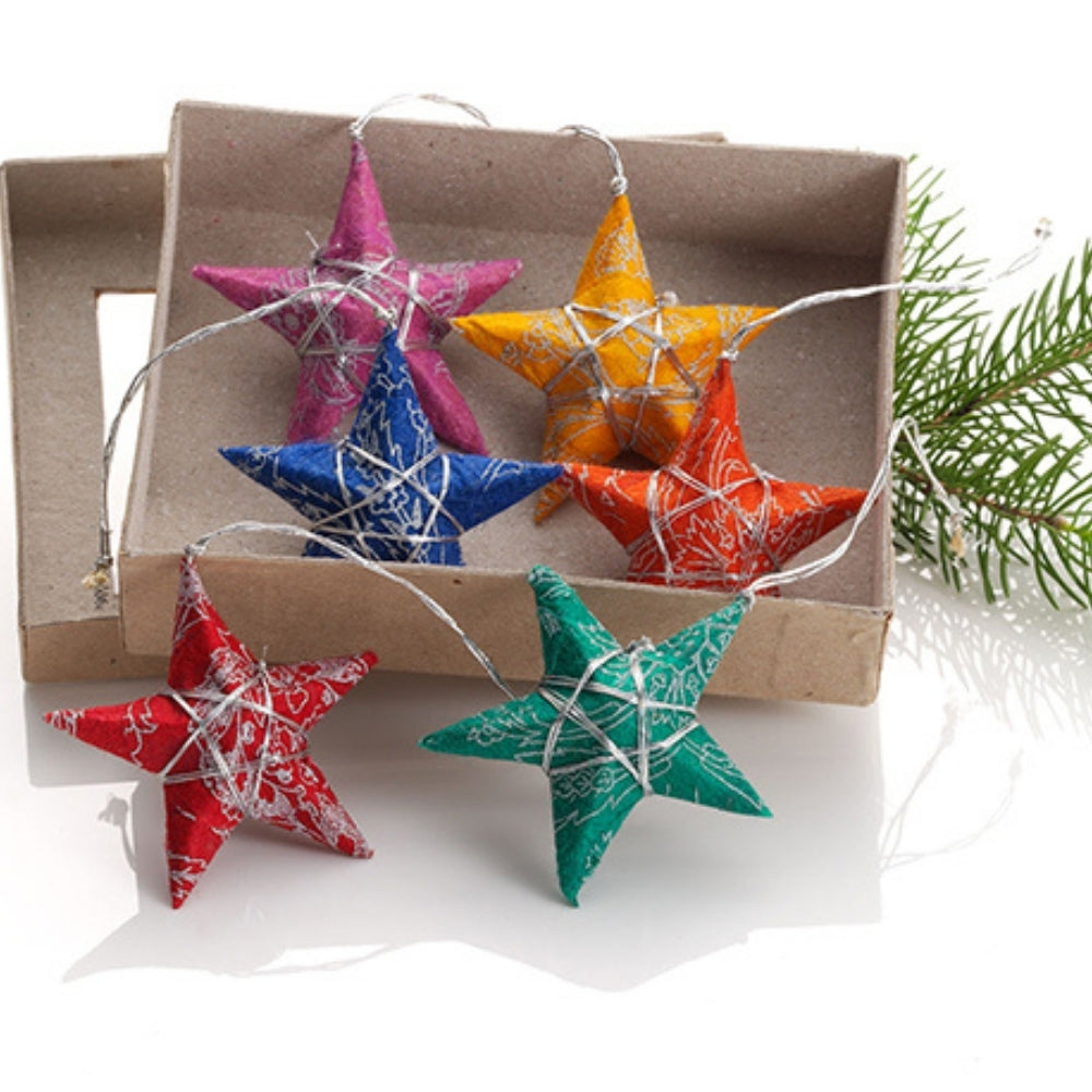 Mini Colorful Paper Stars Ornament Set of 6