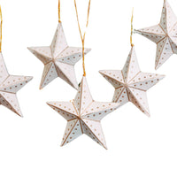 White Gold Paper Star Ornament Set of 5