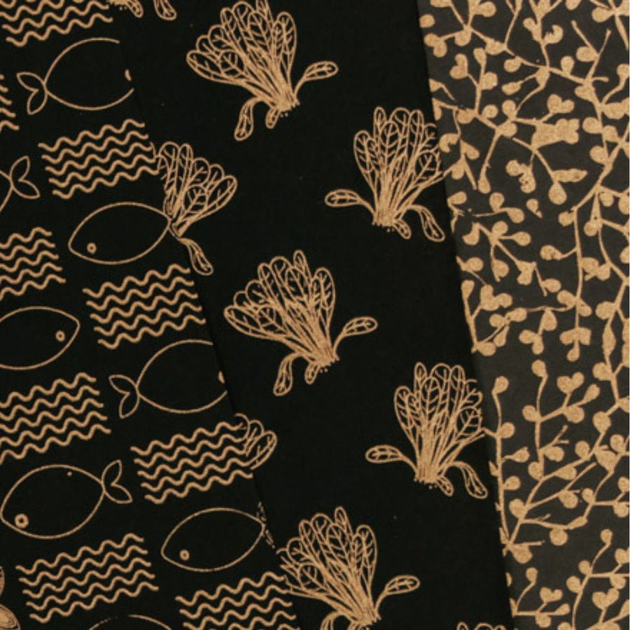 Black Gold Wrapping Paper Set of 4