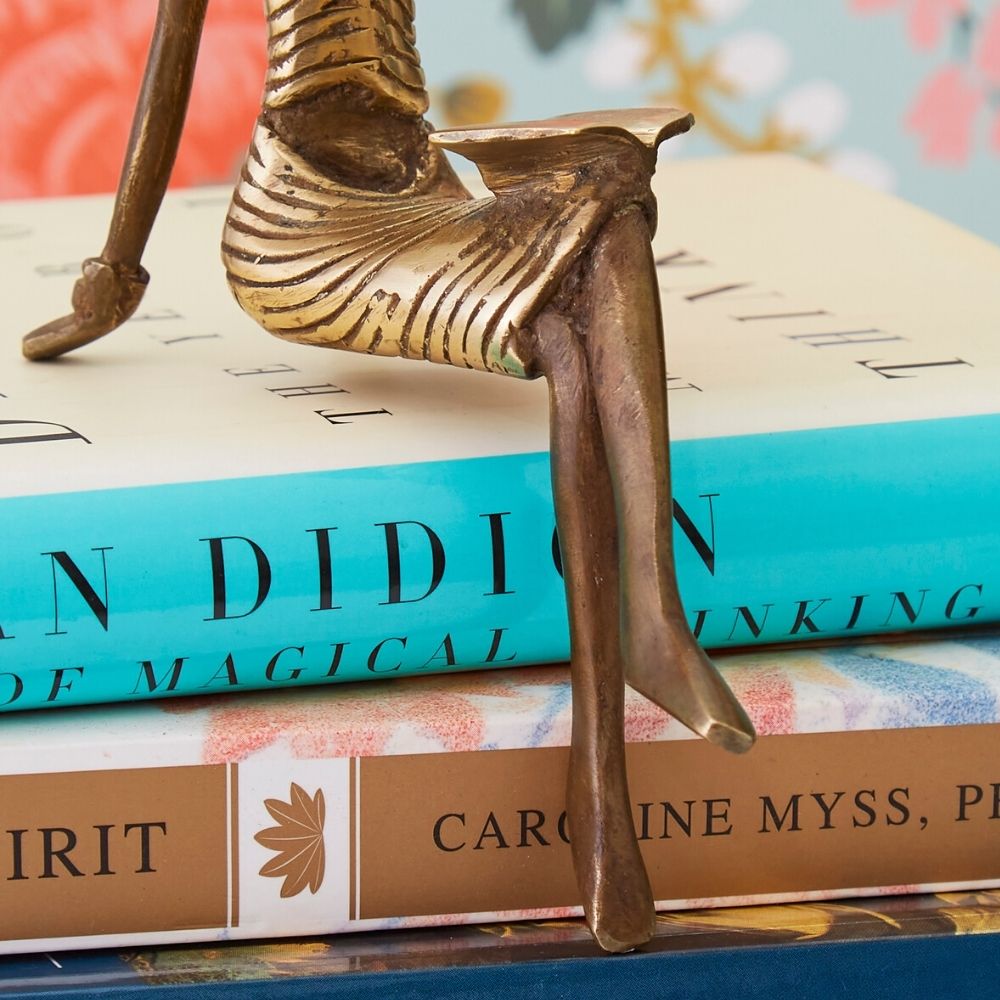 Bronze Reading Woman Figurine