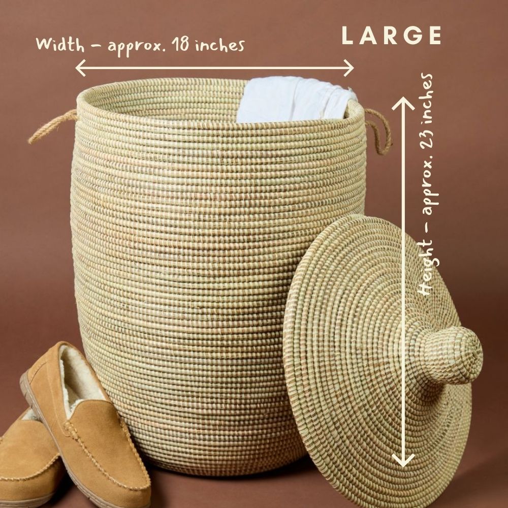 Large Decorative Wicker Storage Basket, 18" Wide, 23" Tall