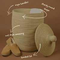 Large Decorative Wicker Storage Basket, 18" Wide, 23" Tall