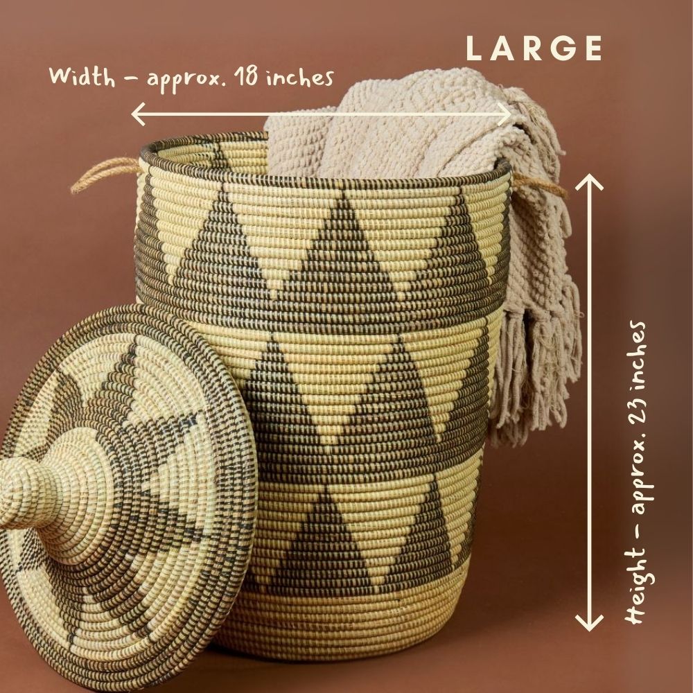 Large Decorative Wicker Storage Basket, 18" Wide, 23" Tall