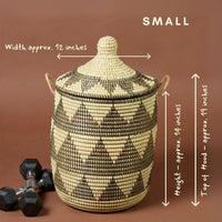Small Decorative Wicker Basket with Hood Lid, 12" Wide, 14" Tall