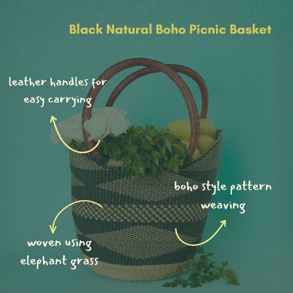 Boho Picnic Basket, Market Tote, Beach Basket, Harvesting, Foraging, Reusable Grocery Bag, Kitchen & Dining Storage, Countertop Fruits Holder, Decorative Wicker Basket, Woven,
