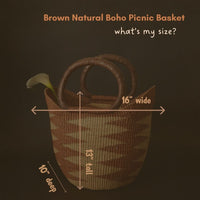 Boho Picnic Basket, Market Tote, Beach Basket, Harvesting, Foraging, Reusable Grocery Bag, Kitchen & Dining Storage, Countertop Fruits Holder, Decorative Wicker Basket, Woven,
