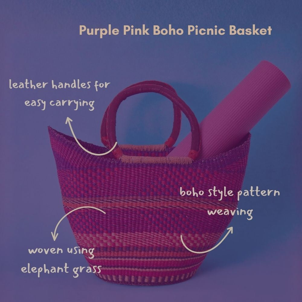 Boho Picnic Basket, Market Tote, Beach Basket, Harvesting, Foraging, Reusable Grocery Bag, Kitchen & Dining Storage, Countertop Fruits Holder, Decorative Wicker Basket, Woven,