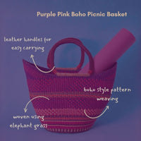 Boho Picnic Basket, Market Tote, Beach Basket, Harvesting, Foraging, Reusable Grocery Bag, Kitchen & Dining Storage, Countertop Fruits Holder, Decorative Wicker Basket, Woven,