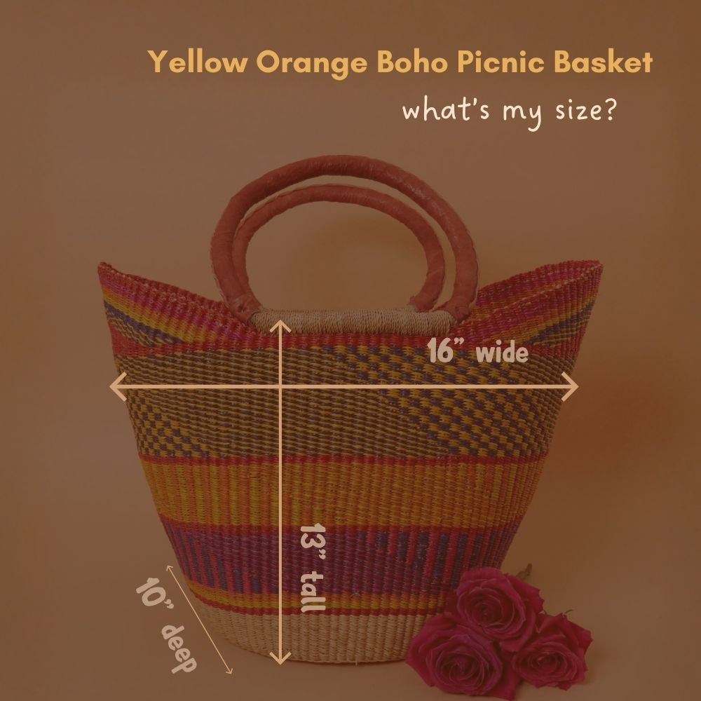 Boho Picnic Basket, Market Tote, Beach Basket, Harvesting, Foraging, Reusable Grocery Bag, Kitchen & Dining Storage, Countertop Fruits Holder, Decorative Wicker Basket, Woven,