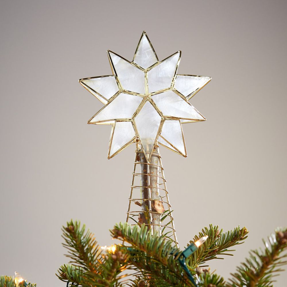 Capiz Shell Tree Gold Capiz Shell Star Tree Topper – Artisan Variety