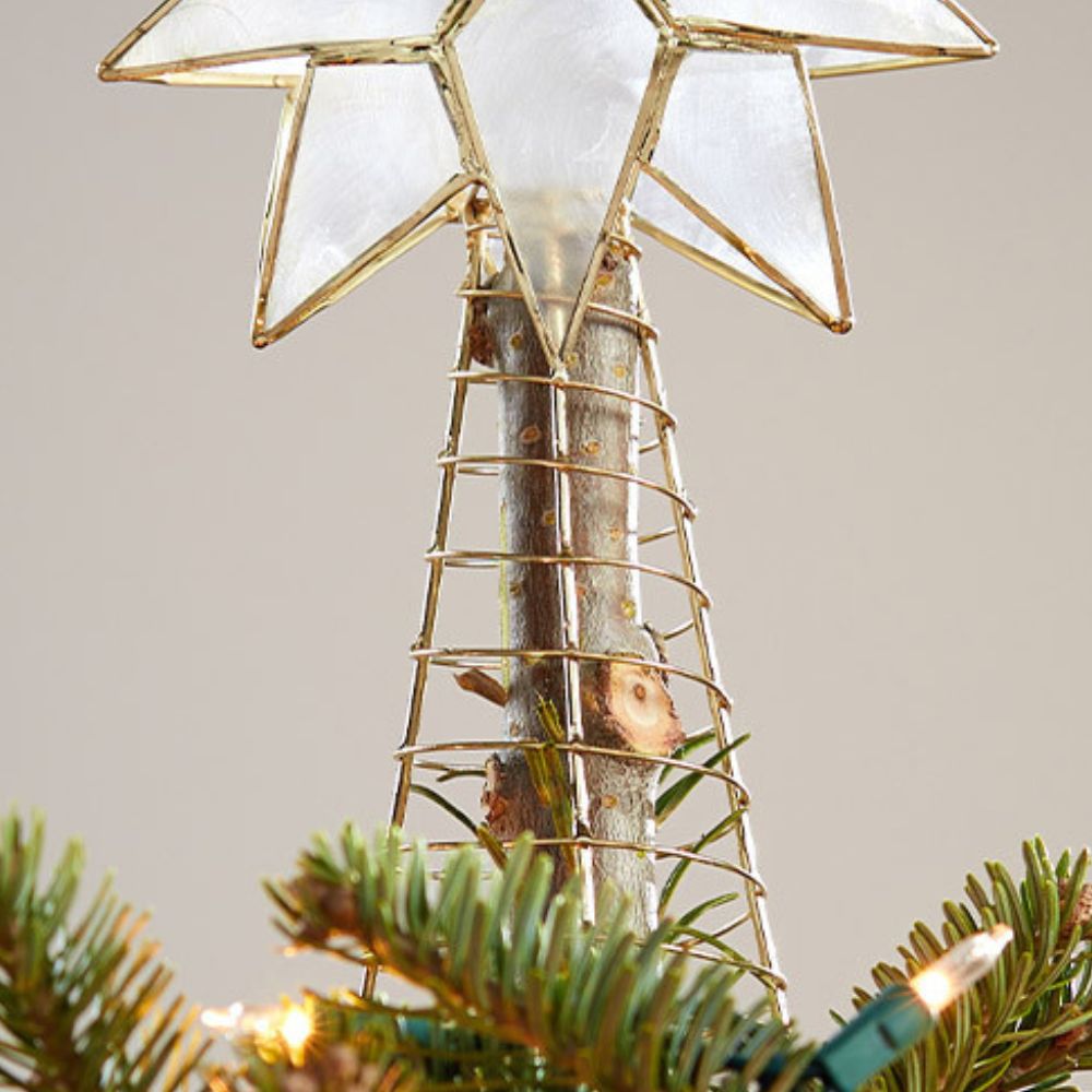 Capiz Shell Tree Gold Capiz Shell Star Tree Topper – Artisan Variety