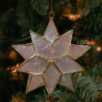 Gold Capiz Shell Star Ornament Set