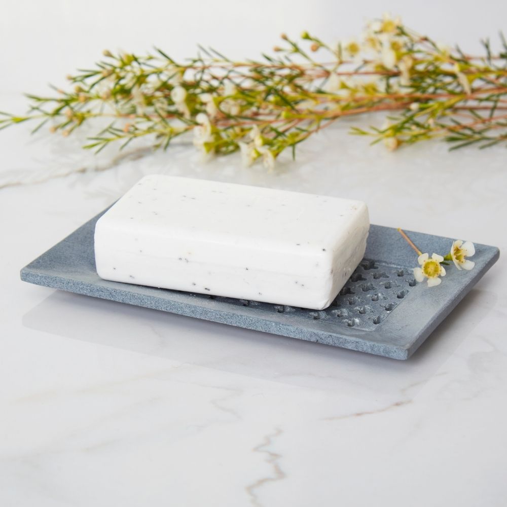 Lattice Gray Stone Soap Dish