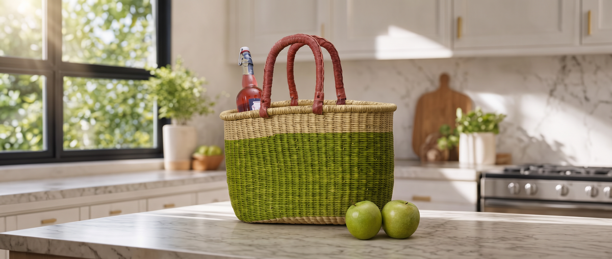 Market Baskets with Leather Handles