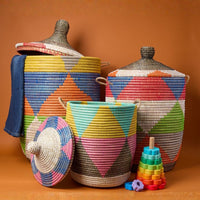 Colorful Triangles Wicker Storage Baskets