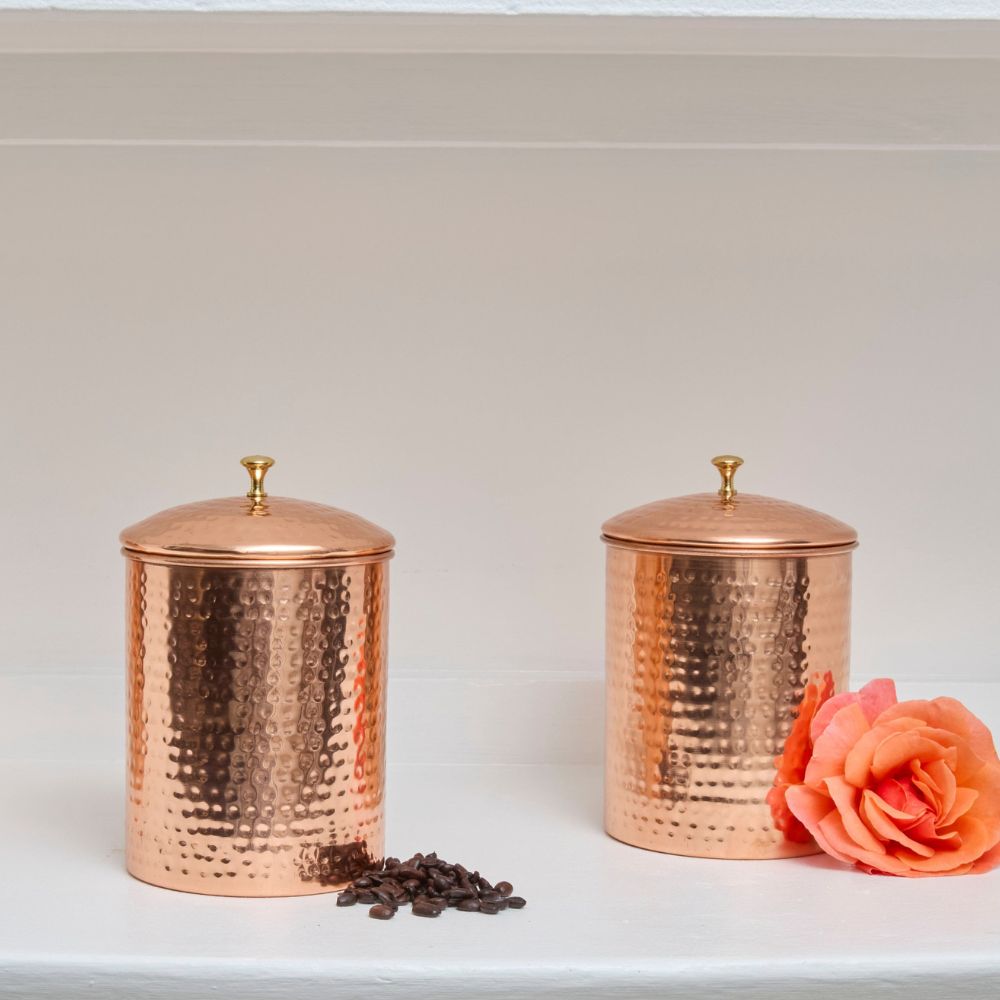 Copper Canisters for Coffee, Sugar and Tea