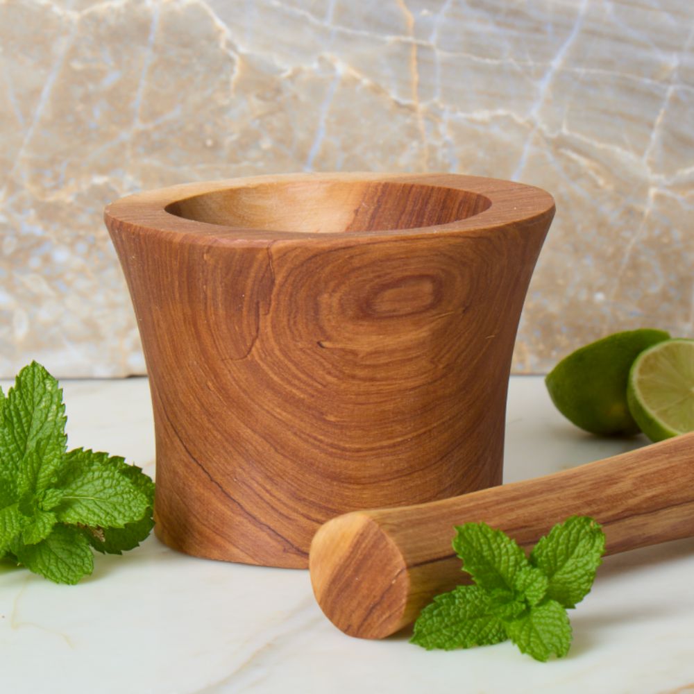 Small Natural Olive Wood Mortar Pestle Set