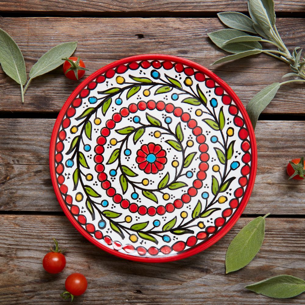 Ceramic Palestine Colorful Vine Salad Plates Set