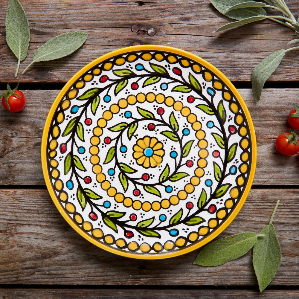Ceramic Palestine Colorful Vine Salad Plates Set
