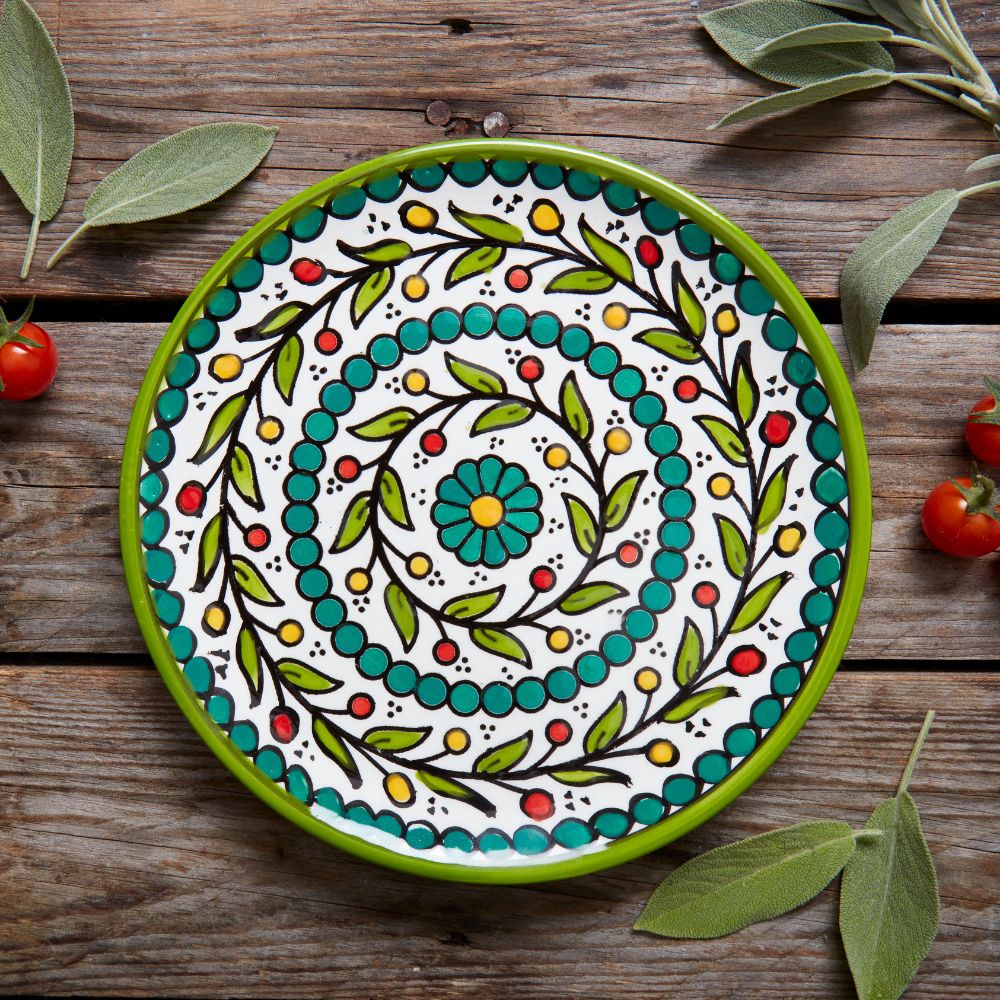 Palestinian Plate Ceramic Palestine Colorful Vine Salad Plates Set – Artisan Variety