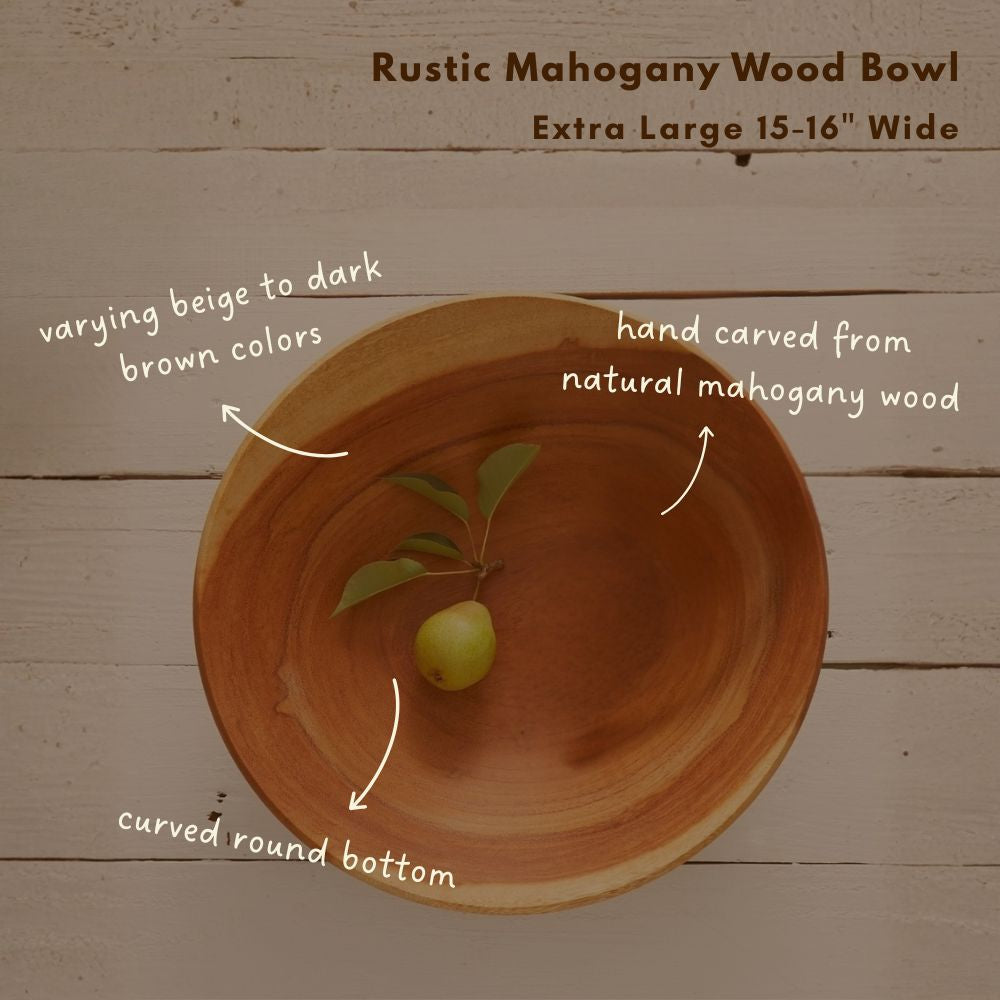 Rustic Wood Bowls for Serving Salads and Fruits