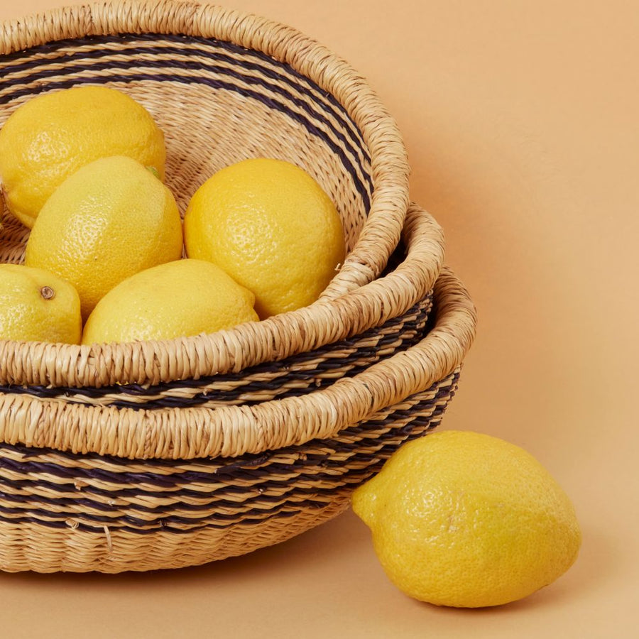 Natural Stripes Fruit Bread Basket Bowl Set of 3