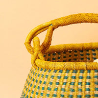 Yellow Blue Dotted Pot Basket