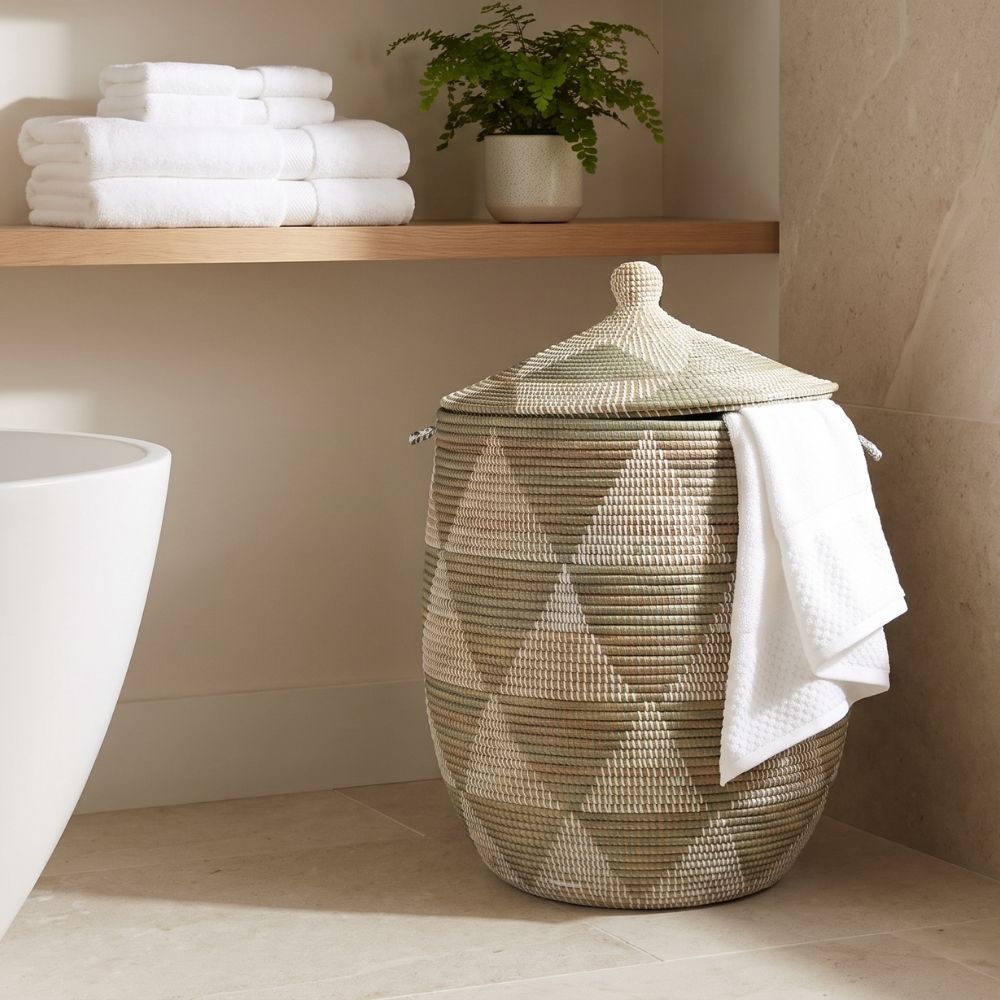 Large Decorative Wicker Storage Basket, 18" Wide, 23" Tall